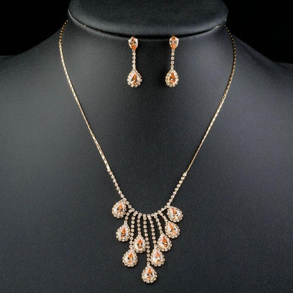 khaista gold plated red crystals waterdrop jewelry set mjg0150 image 4