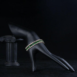 Gold Plated Round Crystal Green Bracelet - KHAISTA Fashion Jewellery