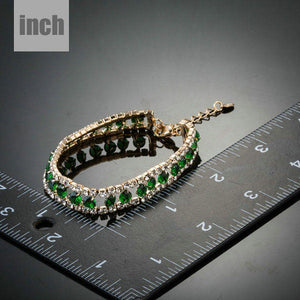 Gold Plated Round Crystal Green Bracelet - KHAISTA Fashion Jewellery
