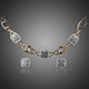 Gold Plated Square Crystal Stud Earrings and Necklace Set