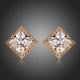 Gold Plated Square Cubic Zirconia Stud Earrings