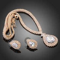 Close-up of CZ on Khaista gold plated waterdrop set