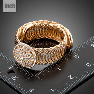 Golden Crystal Metal Hollow Circle Bangle -KBQ0083 - KHAISTA Fashion Jewelry