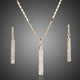 Gold Cylindrical Crystal Drop Earrings and Pendant Set