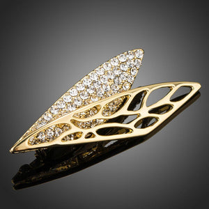 Golden Diamante Wing Brooch Pin - KHAISTA Fashion Jewellery
