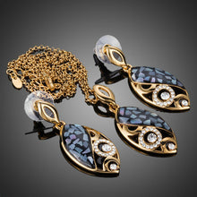 Load image into Gallery viewer, Golden Fish Pattern Drop Earrings and Pendant Necklace Set - KHAISTA Fashion Jewellery
