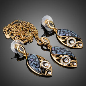 Golden Fish Pattern Drop Earrings and Pendant Necklace Set - KHAISTA Fashion Jewellery