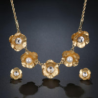 Floral pearl detail on Khaista gold stud set