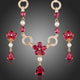 Gold Garnet Floral CZ Waterdrop Jewellery Set
