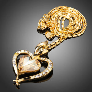 Golden Heart Necklace Love Link Chain - KHAISTA Fashion Jewellery