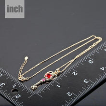 Load image into Gallery viewer, Golden Key Red Crystal Necklace KPN0008 - KHAISTA Fashion Jewellery
