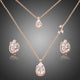 Gold Lotus Pear Crystal Necklace and Earrings Set