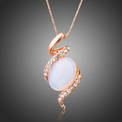 Golden Oval Pendant Necklace KPN0224 - KHAISTA Fashion Jewellery