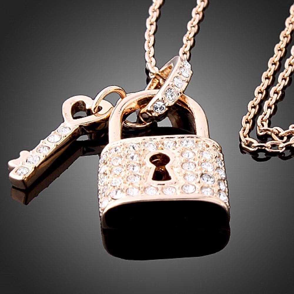 Golden Padlock Love Key Necklace - KHAISTA Fashion Jewellery