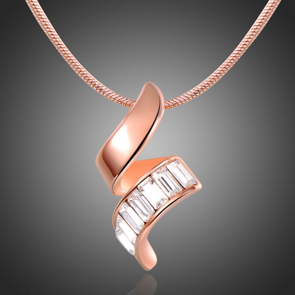 KHAISTA gold paved clear CZ necklace on white background