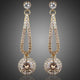 Golden Round Cubic Zirconia Drop Earrings