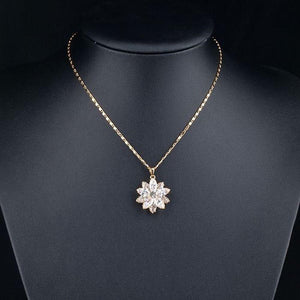 Golden Sunflower Crystal Necklace -KJN0003 - KHAISTA