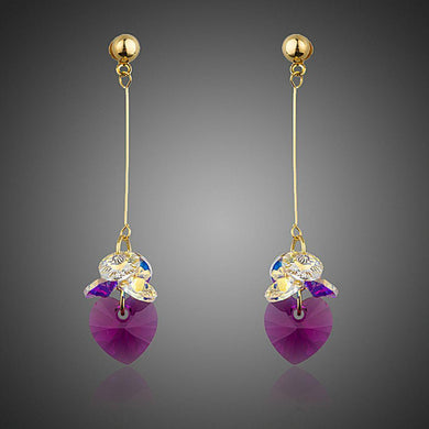 Gradient Heart Crystal Drop Earrings - KHAISTA Fashion Jewellery