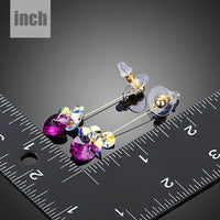 gradient heart crystal drop earrings detail view by KHAISTA