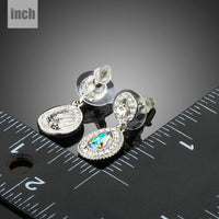 gradual change crystal drop earrings detail view by KHAISTA