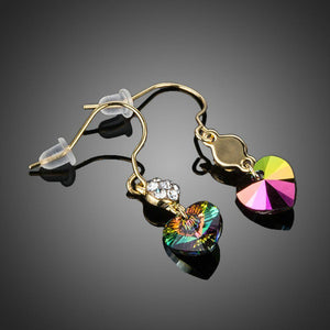 Gradual Change Stellux Austrian Heart Drop Earrings -KPE0175 - KHAISTA Fashion Jewellery