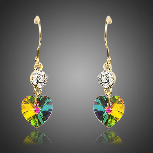 KHAISTA gradual change Stellux heart drop earrings on white background