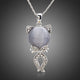 Grey Crystal Cat Pendant Necklace