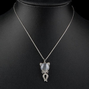 Gray Cat Crystal Necklace KPN0103 - KHAISTA Fashion Jewellery
