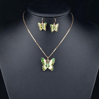 Side angle view of Khaista green butterfly set