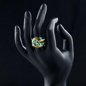 Green Crown Oil Paint Ring - KHAISTA Fashion Jewellery