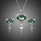 Green Crystal Fox Pendant Necklace and Earrings Set