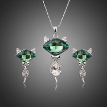 Load image into Gallery viewer, Green Crystal Fox Pendant Jewelry Set - KHAISTA Fashion Jewellery
