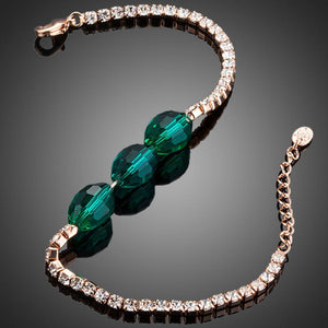 Green Crystals Link Chain Bracelet - KHAISTA Fashion Jewellery