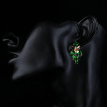 Load image into Gallery viewer, Green Cubic Zirconia Butterfly Drop Earrings -KPE0122 - KHAISTA Fashion Jewellery
