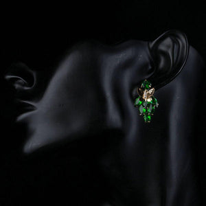 Green Cubic Zirconia Butterfly Drop Earrings -KPE0122 - KHAISTA Fashion Jewellery