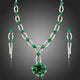 Green Cubic Zirconia Floral Necklace and Drop Earrings Set