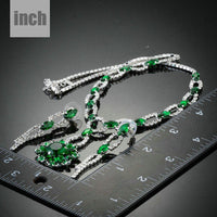 Floral pendant detail on Khaista green CZ set