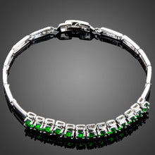 Load image into Gallery viewer, Green Cubic Zirconia Link Chain Bracelet - KHAISTA Fashion Jewellery
