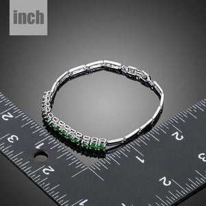 Green Cubic Zirconia Link Chain Bracelet - KHAISTA Fashion Jewellery