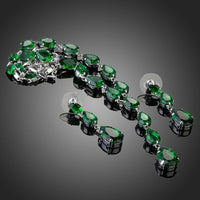 Close up of green CZ on KHAISTA teardrop set
