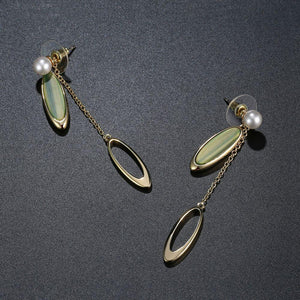 Green Feminine Drop Earrings -KFJE0404 - KHAISTA3