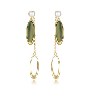 Green Feminine Drop Earrings -KFJE0404 - KHAISTA5