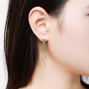Green Feminine Drop Earrings -KFJE0404 - KHAISTA4