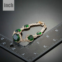 green geometric oval cut bracelet detail view by KHAISTA