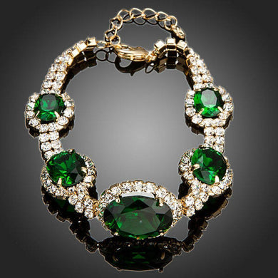 Green Geometrical Oval Cut Bracelet - KHAISTA Fashion Jewellery