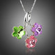 Green Pink and Purple Flower Pendant Necklace