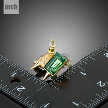 Load image into Gallery viewer, Green Rectangle Crystal Stud Earrings - KHAISTA Fashion Jewellery
