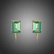 Green Rectangle Crystal Stud Earrings