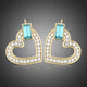 Blue Austrian Crystal Heart Stud Earrings