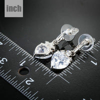 clear crystal heart drop earrings detail view by KHAISTA